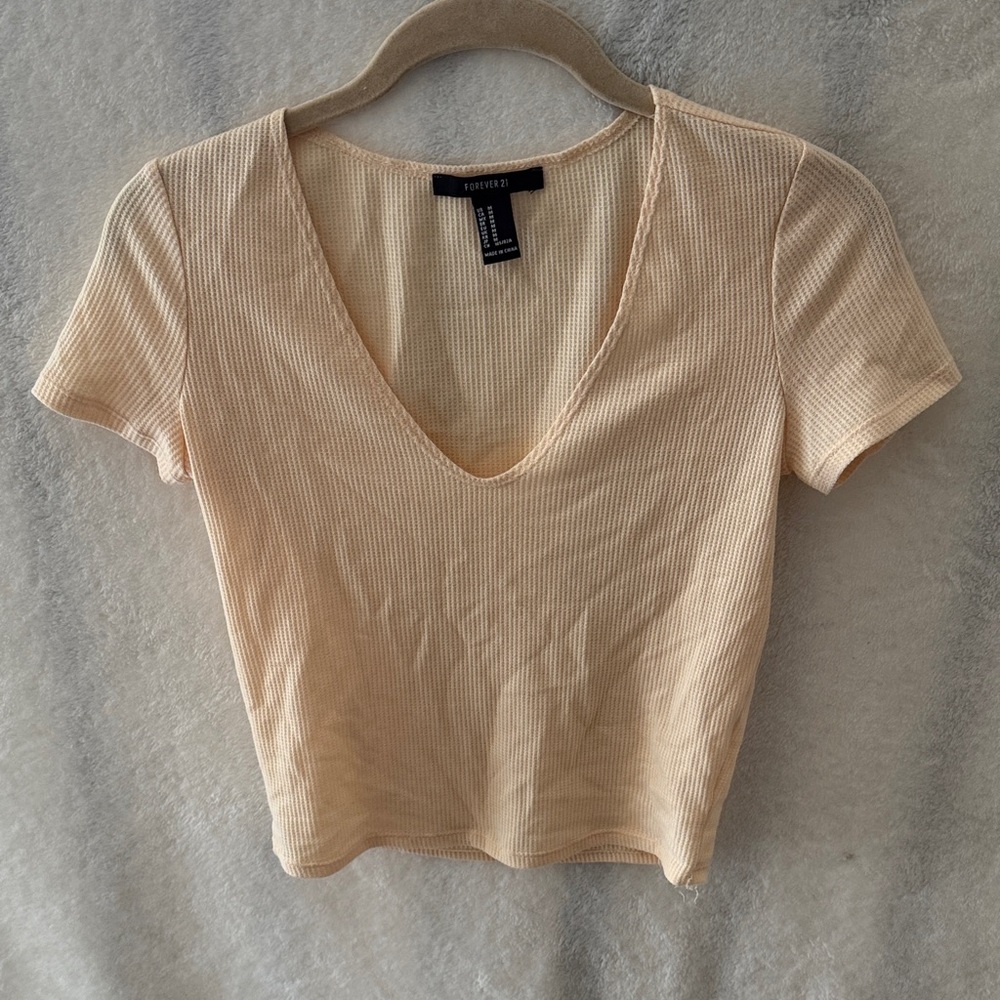 Forever 21 Beige Ribbed Crop Top